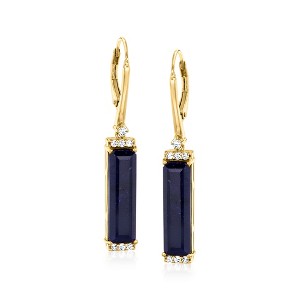 Ross-Simons 12.00 ct. t.w. Sapphire Drop Earrings With .30 ct. t.w. White Topaz in 18kt Gold Over Sterling - 1 of 4