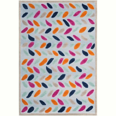 Aruba Outdoor 5x8 Blue and Multicolor Geometric Synthetic Area Rug