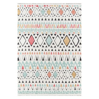Monaco Laci Ivory Synthetic Rectangular Geometric Area Rug