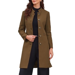 INSPIRE CHIC Women's Winter Single Breasted Stand Collar Mid-Long Commuting Wear Overcoat - 1 of 4