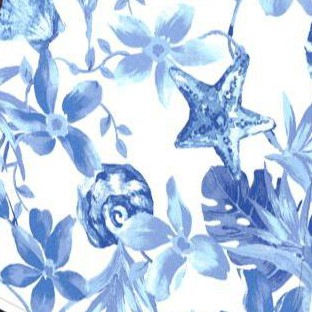 french blue seashell floral