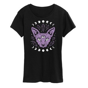 Women's - Instant Message - Cat With Crystals Short Sleeve Graphic T-Shirt - 1 of 4