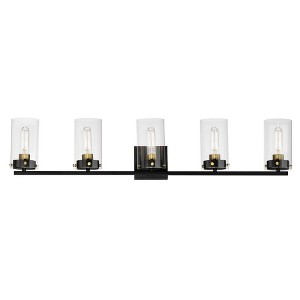 Maxim Lighting Pinn 5 - Light Vanity in  Black/Satin Brass - 1 of 4