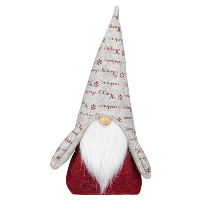 Northlight 12" Red and Gray 'Happy Christmas' Gnome Figure