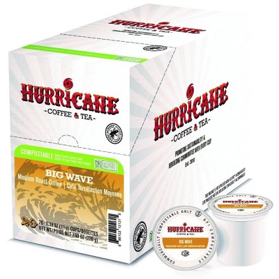 Hurricane Coffee Medium Roast and Flavored Coffee Pods in Compostable Single Serve Cups, 20 Count