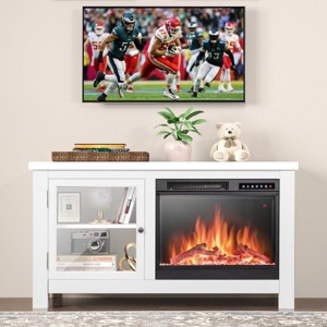 Kismile 47" Electric Fireplace TV Stand with Storage Cabinets, Electric Fireplace with Mantel with Remote Control Feature 750w/1500w Settings - 1 of 4
