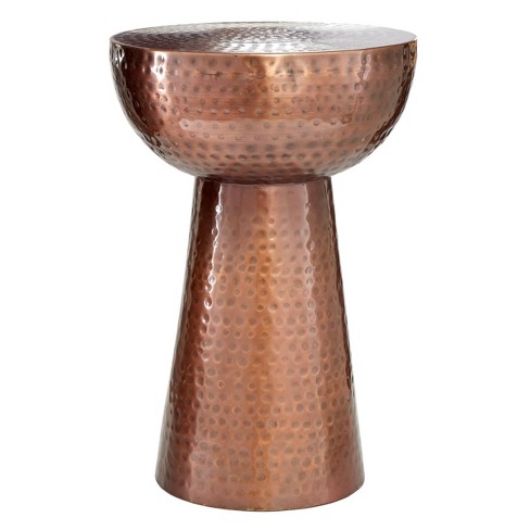 Hammered Metal Drum End Table Bronze - Olivia & May - image 1 of 4