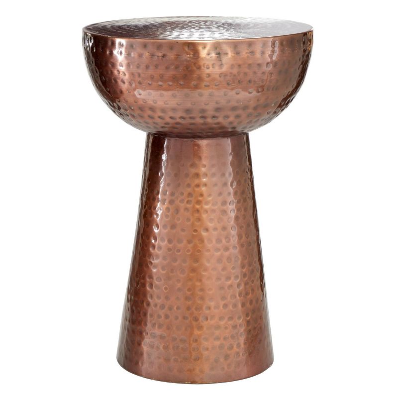 Hammered Metal Drum End Table Bronze - Olivia &#38; May, 1 of 8