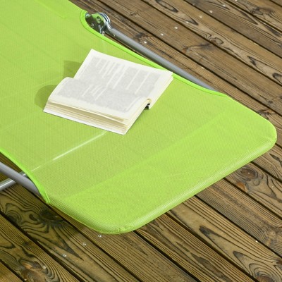Green Mesh Folding Chaise Lounge Chairs with Cushions, Set of 2
