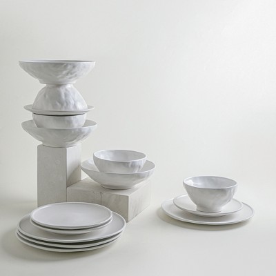 White Ceramic 16-Piece Minimalist Dinnerware Set