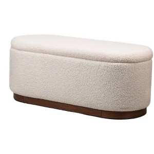 Nordlys Bouclé and Wood Storage Bench Modern Design Style Upholstery Entry - 1 of 4