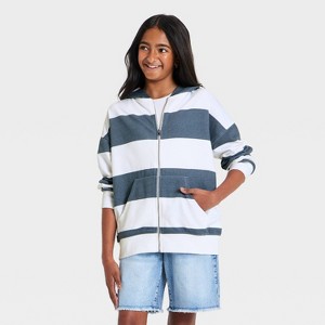 Girls' Oversized French Terry Zip-Up Hoodie Sweatshirt - art class