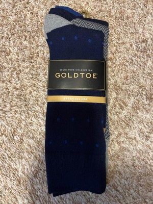 Signature Gold By Goldtoe Men's Dot Crew Socks 3pk - Black 6-12.5 : Target