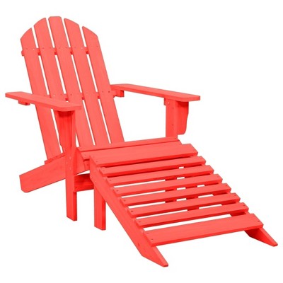 vidaXL Solid Fir Wood Adirondack Patio Chair with Detachable Ottoman, Red - Classy, Comfortable Outdoor Seating