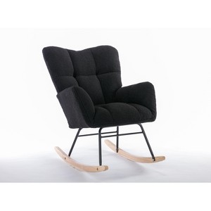 Kumasinova Accent Rocking Chair with Tufted Back,Versatile Nursery Chair for Living Room,Plush Teddy Fabric Rockers with 250lbs Capacity - 1 of 4