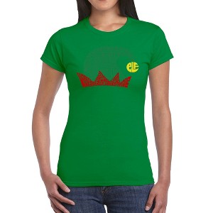 LA Pop Art Christmas Elf Hat - Women's Word Art T-Shirt - 1 of 4
