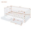 CAVINAS Twin Size Wood Montessori Bed with 2 Drawers and Safety Guardrails,Modern Floor Bed Can Split Into 2 Beds,Toddler Bed for Bedroom - 3 of 4