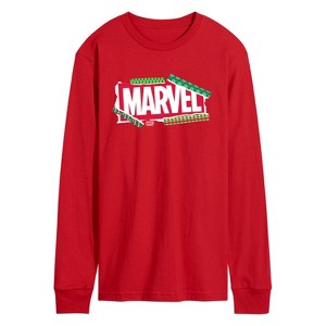 Men's - Marvel - Logo Wrapping Paper Long Sleeve Graphic T-Shirt - 1 of 2