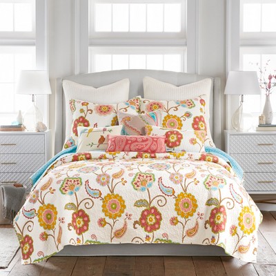 Ashbury Spring Multicolor Floral Quilted Decorative Pillow 12x24