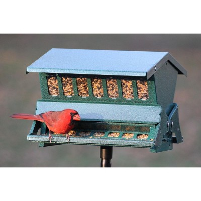 Green Metal Squirrel Proof Double-Sided Bird Feeder