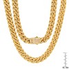 Steeltime Men's stainless steel thick cuban link chain necklace with simulated diamonds clasp - 3 of 4