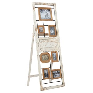 Wood 6 Slot Wall Photo Frame with Floor Stand Brown - Olivia & May: Easel Back, Holds 7 Images, Vintage Style - 1 of 4