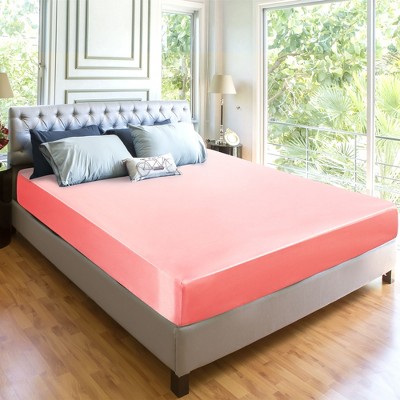 PiccoCasa Satin Solid Silky Deep Pocket Bed Fitted Sheet 1 Pc