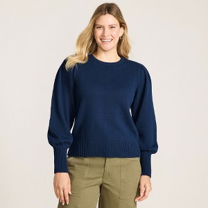 Lands' End Women's Drifter Puff Sleeve Crew Neck Sweater - 1 of 4