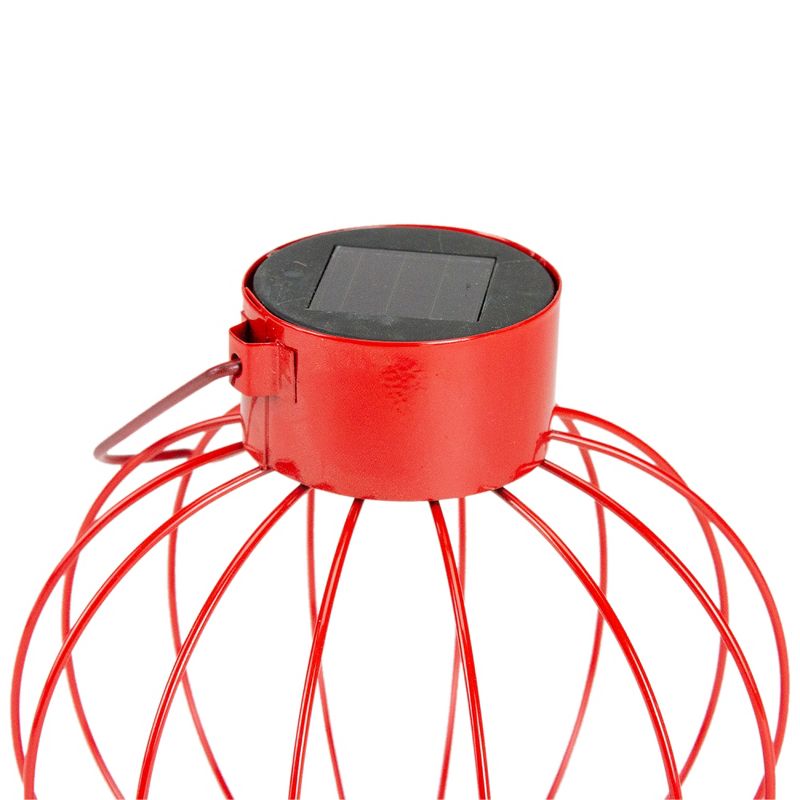 Northlight 6.5" Red Outdoor Hanging LED Solar Lantern with Handle, 2 of 5