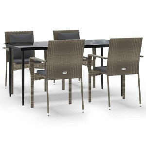 vidaXL Patio Dining Set Outdoor Rattan Wicker Table and Chair Set for Porch - Gray 63" Table Length 4 Piece - 1 of 4