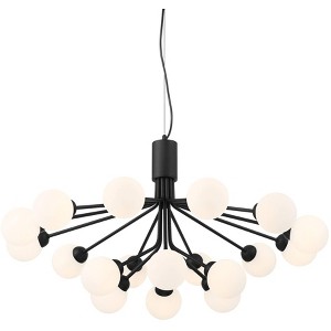 Possini Euro Design Davina Black Sputnik Chandelier 34 1/2" Wide Mid Century Modern LED White Shades 18-Light for Dining Room - 1 of 4