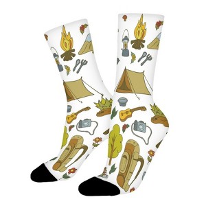 Camping Party Women Printed Crew Socks Funny Funky Socks Soft Polyester Novelty Gifts for Artists Men - 1 of 1