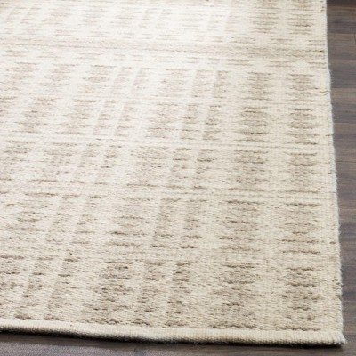 Gray and Ivory Flat Woven Wool 5' x 8' Area Rug