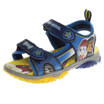 Paw Patrol Chase Marshall Light up Summer Sandals - Hook&Loop Adjustable Strap Open Toe Sandal Water Shoe - Blue (sizes 6-12 Toddler / Little Kid)