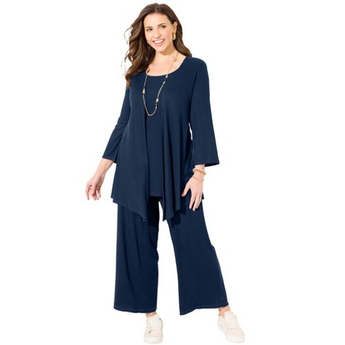 Catherines Women's Plus Size Anywear Rib Hacci Duet Topper - 5x, Navy ...