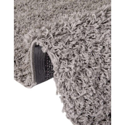 8' Square Cloud Gray Synthetic Shag Area Rug