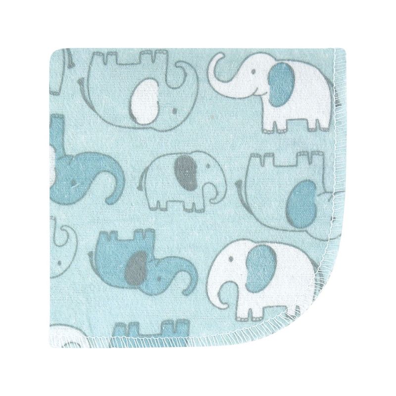 Hudson Baby Infant Boy Flannel Washcloths, Boy New Elephant 12Pk, One Size, 3 of 9