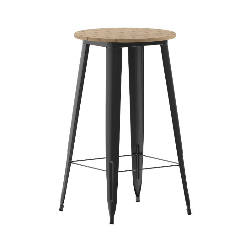 Emma and Oliver Indoor/Outdoor Bar Top Table, 23.75" Round All Weather Poly Resin Top with Steel base, 1 of 11