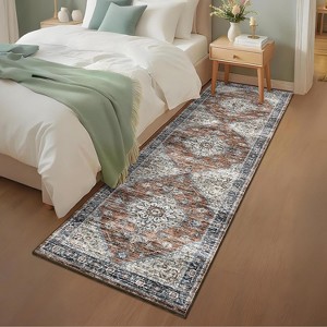 Washable Runner Rug for Hallways 2x6 Vintage Floral Rug Retro Accent Kitchen Runner Soft Non Slip Carpet for Laundry, Bathroom, Bedroom, Red - 1 of 4