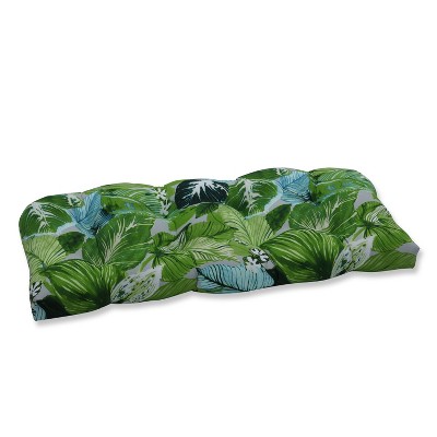 Lush Leaf Jungle Wicker Outdoor Loveseat Cushion Green - Pillow Perfect