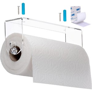 Srenta Clear Acrylic Paper Towel Holder Wall Mount Paper Towel Holder Under Cabinet, Adhesive Strips & Screws Included - 1 of 4