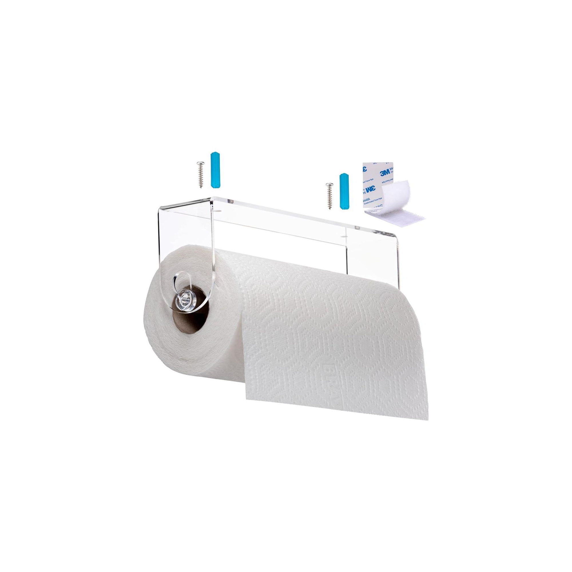 Srenta Clear Acrylic Paper Towel Holder Wall Mount Paper Towel Holder Under Cabinet, Adhesive Strips & Screws Included