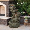 Alpine Corporation 48" Resin Outdoor Multi-Tier Pristine Waterfall Fountain with LED Lights Dark Moss Green - image 2 of 4