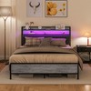 HOMCOM Bed Frame with Storage Headboard, Platform Bed Frame with LED Lights, Charging Station, Noise-Free & Easy Assembly, Cement Gray - 4 of 4