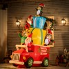 Outsunny 9ft Christmas Inflatables Outdoor Decorations Santa Claus Drives a Gift Car with Elk, Elf and Two Penguins, Blow-Up LED Yard Christmas Decor - 2 of 4