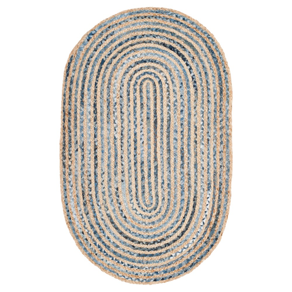 Natural/Blue Iggy Natural Fiber Accent Rug (3'x5') - Safavieh