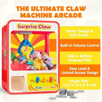 Red and White LED Light Mini Claw Machine Arcade Toy