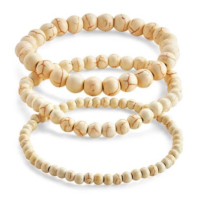 SHINE by Sterling Forever Cream Howlite Stretch Bracelet Set of 3
