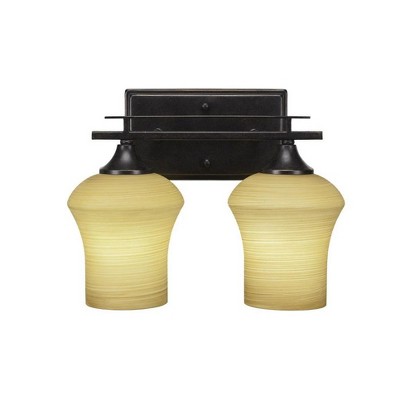 Toltec Lighting Uptowne 2 - Light Vanity in  Dark Granite with 5.5" Zilo Cayenne Linen  Shade