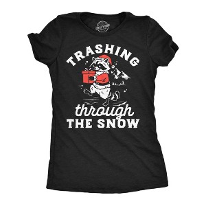 Womens Funny T Shirts Trashing Through The Snow Sarcastic Christmas Raccoon Graphic Novelty Tee For Ladies - Crazy Dog Women's T Shirt Gift For - 1 of 4
